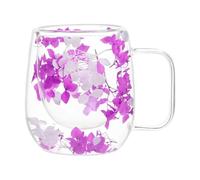 Verres avec double paroi Tasses isolantes à fleurs séchées | Gobelet isolant transparent, mugs à thé isothermes double couche avec poignée 250 millilitres Pour espresso, cappuccino,