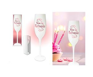 VERRES EN ASSORTIMENT Flûte spécial départ à la Retraite blanche aux reflets cuivrés STC