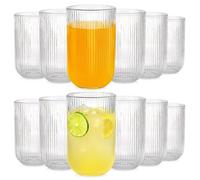 Verres en Verre Cannelé - Lot de 12 - 400 ml - Transparent
