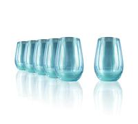 Verres Longdrink Mirror Turquoise Lot de 6 - 465 ml Verres Hauts en Cristal pour Eau Jus et Cocktails - Design Miroir Coloré Élégant - Sans Plomb - Résistants - Lavables au Lave-Vaisselle