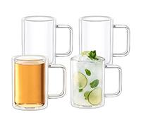Verres thermiques à double paroi Wilmax - 400 ml - Lot de 4 - Tasses à café - Tasses à cappuccino, latte macchiato, espresso et moka - Verres à café