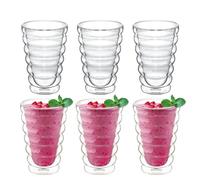 Verres thermiques Wilmax Bubble - 400 ml - Lot de 6 - Verres à double paroi pour l'eau, le thé, le café - Verres pour boissons chaudes et froides - Verres à eau - Lavables au lave-vaisselle