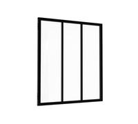 Verrière atelier 3 vitrages L. 93 x H. 108 cm en métal noir et verre trempé