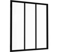 IDMarket - Verrière Atelier 3 vitrages L. 93 x H. 108 cm en métal Noir et Verre trempé