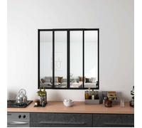 Verrière Atelier Coulissante en Alu Noir - L123xH108cm- 4 Panneaux en 4mm Verre Trempé- Séparation Élégante Cuisine / Salon