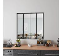 Verrière Atelier en aluminium noir mat L.123xH.108cm 4 carreaux transparents inclus, Verrière fixe kit de verrière et vitrage