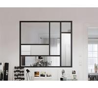 Verrière atelier en aluminium thermolaqué avec miroirs noir 150 x 130 cm (L x H) ? ELEXIA