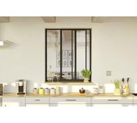 Verrière Coulissante Atelier en Kit - Aluminium Noir Sablé - 3 à 6 Carreaux - Verre Clair Trempé - Séparation Intérieure Style Industriel - Cloison Modulable Facile à Poser (3 carreaux : 102x117 cm)