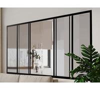 Vente-unique-Verriére coulissante en Aluminium thermolaqué Noir 180x105 cm - Ravena