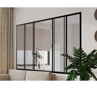 Vente-unique-Verriére coulissante en Aluminium thermolaqué Noir 180x130 cm - Ravena