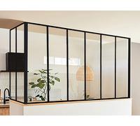 Verrière d'angle atelier en aluminium thermolaqué noir 180 x 60 x 105 cm (L x l x H) ? BAYVIEW