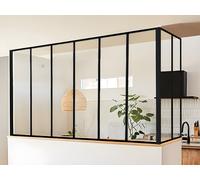 Verrière d'angle atelier en aluminium thermolaqué noir 180 x 60 x 130 cm (L x l x H) ? BAYVIEW