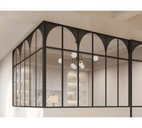 Verrière d'angle d'atelier art déco en aluminium thermolaqué noir 180 x 180 x 130 cm (L x l x H) ? ARCADEA