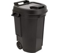 Verrijdbare Tonneau à déchets pour le jardin avec couvercle - 110 litres noir
