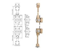 Verrou 4 points Zenith 1550 haut et bas à bouton cylindre de 45 mm droit ISEO 15500451.5