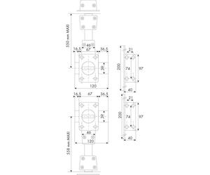 Verrou 4 points Zenith 1550 haut et bas à bouton cylindre de 45mm gauche - ISEO - 15500455.5