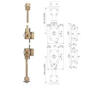 Verrou 4 points Zenith 1553 haut et bas à double entrée haut et bas cylindre de 45 mm droit ISEO 15530451.5