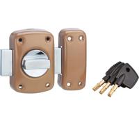 Verrou à bouton 7310 pour porte d'entrée, cylindre à pompes Ø23x40mm, bronze, 3 clés - SP