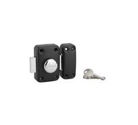 Verrou à bouton Apache pour porte d'entrée cylindre 45mm acier 3 clés époxy noir - THIRARD