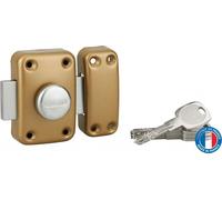 Verrou à bouton Atlantic M pour porte d'entrée, cylindre 45mm, acier, 4 clés, époxy or - THIRARD