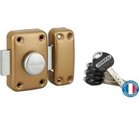 Verrou à bouton Federal pour porte d'entrée, cylindre 45mm, acier, 4 clés, époxy noir - THIRARD