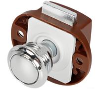 Verrou à bouton-poussoir, loquet sans n alliage de zinc pour meubles de tiroir, meubles de camping-car, finition moderne blanc/marron chromé (B)