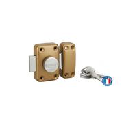 THIRARD - Verrou à Bouton Trafic 6 - Porte d'Entrée - Cylindre Laiton à 6 Goupilles - 4 Clés Plates Réversibles - Sécurité Domestique - Coffre 90 mm x 60 mm - Ø 23 mm x 45 mm - Époxy Or