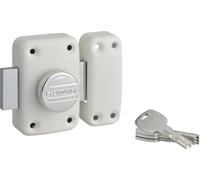 Verrou à bouton Transit 2 pour porte d'entrée, cylindre 50mm, 4 clés, blanc - THIRARD