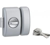 Verrou à bouton Universel pour porte d'entrée, cylindre 45mm, acier, 4 clés, epoxy argent - THIRARD