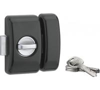 Verrou à bouton Universel pour porte d'entrée, cylindre 45mm, acier, 4 clés, epoxy noir - THIRARD