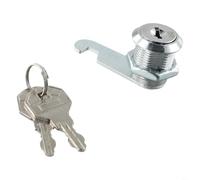 Verrou à came pour armoire, casier, tiroir, boîte aux lettres, solution de verrouillage sécurisée avec levier de 48 mm de longueur pour trou de 16 mm, 20 mm, 25 mm, deux clés incluses, amovible en