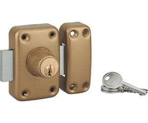 Verrou CAPITAL pour porte d'entrée vitrée à double cylindre, époxy or, cylindre 60mm, 3 clés- Thirard