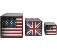 Verrou de boîtes ensemble 3 pièce drapeaux des États-Unis GB boîtes rangement empilable BHP B990096