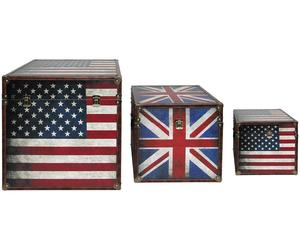 Verrou de boîtes ensemble 3 pièce drapeaux des États-Unis GB boîtes rangement empilable BHP B990096