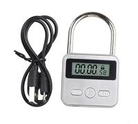 Verrou de minuterie en métal avec écran LCD 99H max numérique horaire automatique robuste et étanche pour l'entraînement à l'auto-contrôle, noir (argent)