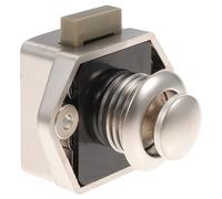 Verrou de Placard à Bouton Poussoir sans Clé pour Camping-car | Alliage de Zinc et Abs, Argenté, Usage pour Armoire et Porte de Cabinet, Simple et Minimaliste