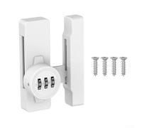 Verrou de porte de grange, pour montage en surface, antivol en alliage de zinc, loquet à combinaison sans clou pour porte coulissante de sécurité de la maison (blanc)