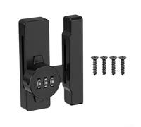 Verrou de porte de grange sécurisé avec combinaison réinitialisable à 3 chiffres pour armoires coulissantes et abris de jardin Construction en alliage de zinc Noir