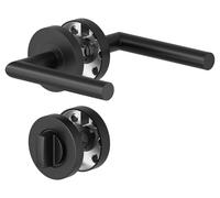 Verrou de porte de salle de bain avec poignées de porte, noir