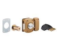 Verrou à bouton Surveyor pour porte d'entrée, cylindre 45mm, acier, 4 clés, epoxy bronze - THIRARD