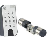 Verrou de porte électronique biométrique - Déverrouillage par code d'accès - 650 grammes - Laiton - Acier inoxydable noir - Pour maisons et bureaux