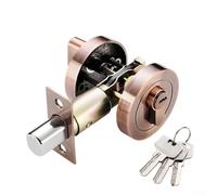 Verrou de porte en acier inoxydable avec clé, pêne dormant simple face avec tour de pouce intérieur, loquet solide antivol pour porte d'entrée, chambre, maison, bureau (cuivre)