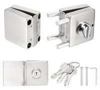 Verrou de porte en acier inoxydable, modèle à double levier, pour portes de 10 à 12 mm d'épaisseur, finition argent
