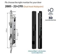Verrou de porte intelligent – Serrure biométrique électronique – 6 méthodes de déverrouillage – Indice de protection IP66 – Double pêne – Argent