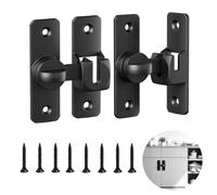 Verrou de Porte pour Portes Coulissantes 90/180 Degrés Loquet tournant en métal Noir Loquet pour porte coulissante armoire cuisine barrière animaux clôture jardin Sécurité enfants