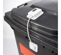 Verrou de poubelle à code - Serrure de sécurité pour poubelles 60-360L, sans perçage avec ruban adhésif haute performance et câble en acier inoxydable, étanche (Blanc)