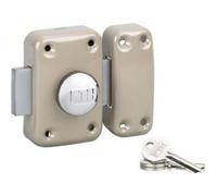 THIRARD - Verrou à Bouton Apache avec Plaque de Renfort - Cylindre Laiton 45 mm - Ø 23 mm - Acier Époxy Or - Sécurité Porte d'Entrée - 3 Clés Crantées - Coffre 90 x 60 mm