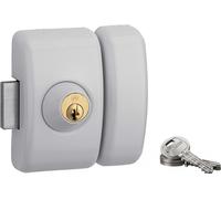 Verrou double entrée Universel pour porte d'entrée, cylindre 45mm, acier, 3 clés, epoxy blanc - THIRARD