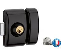 Verrou double entrée Universel pour porte d'entrée, cylindre 45mm, acier, 3 clés, epoxy noir - THIRARD