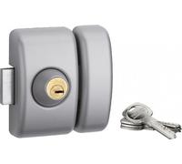 Verrou double entrée Universel pour porte d'entrée, cylindre 45mm, acier, 4 clés, epoxy argent - THIRARD